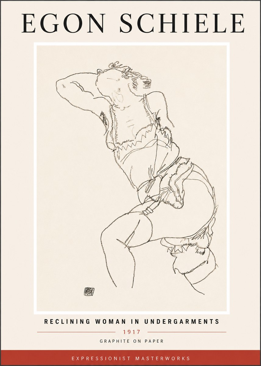 Schiele Reclining Woman in Undergarments No4 - Plakat