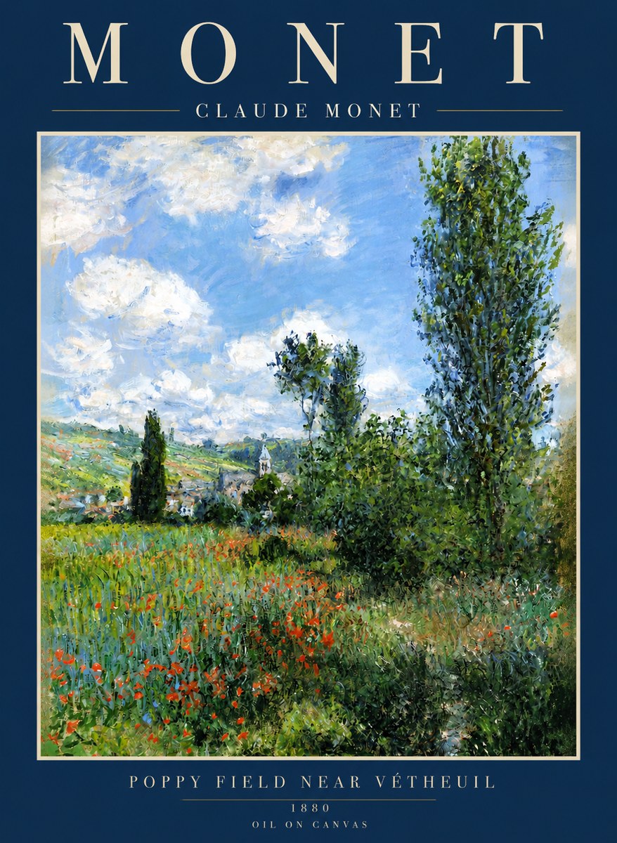Monet Poppy Field Near Vétheuil No2 - Plakat