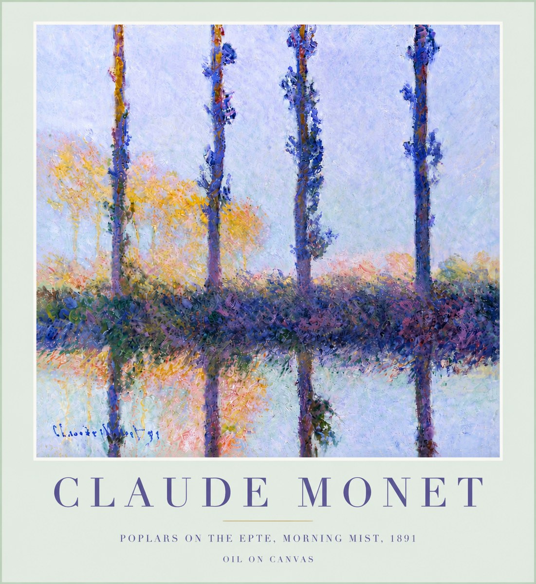 Monet Poplars on the Epte, Morning Mist, 1891 No5 - Plakat