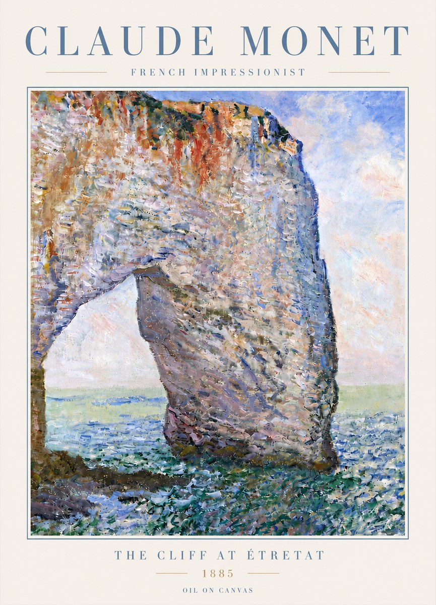 Monet The Cliff at Étretat No4 - Plakat