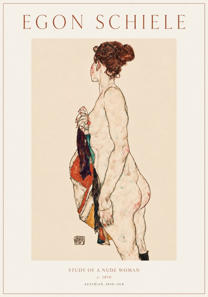 Schiele Study of a Nude Woman No1 - Plakat