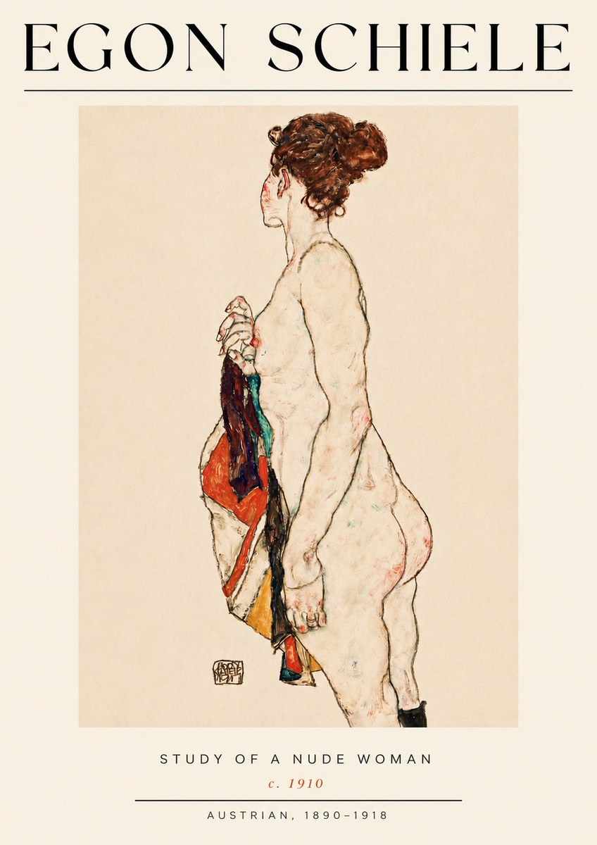 Schiele Study of a Nude Woman No4 - Plakat