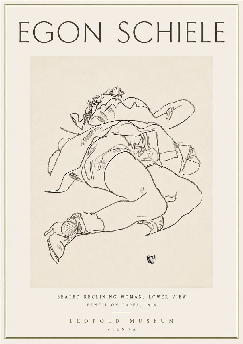 Schiele Seated Reclining Woman, Lower View No4 - Plakat