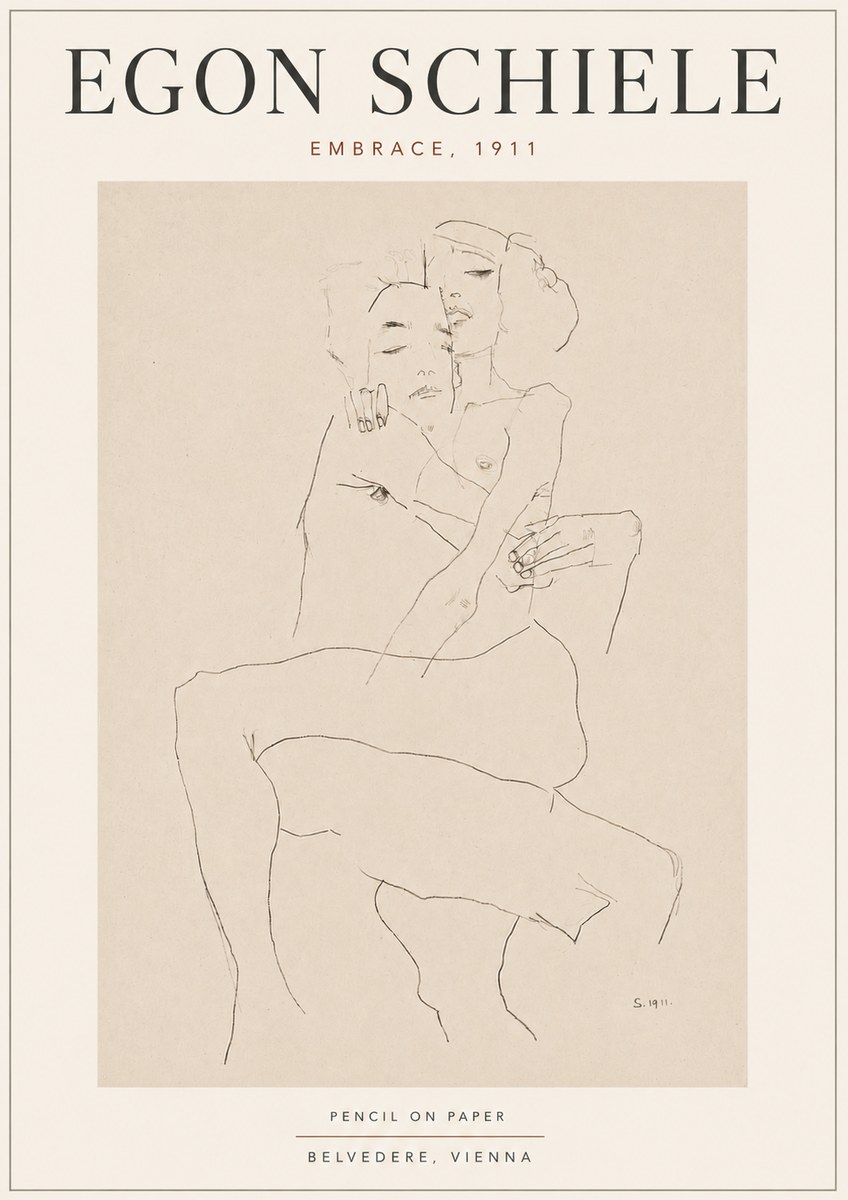 Schiele Embrace, 1911 No5 - Plakat