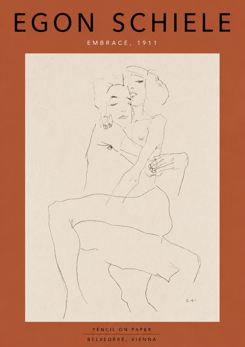 Schiele Embrace, 1911 No6 - Plakat