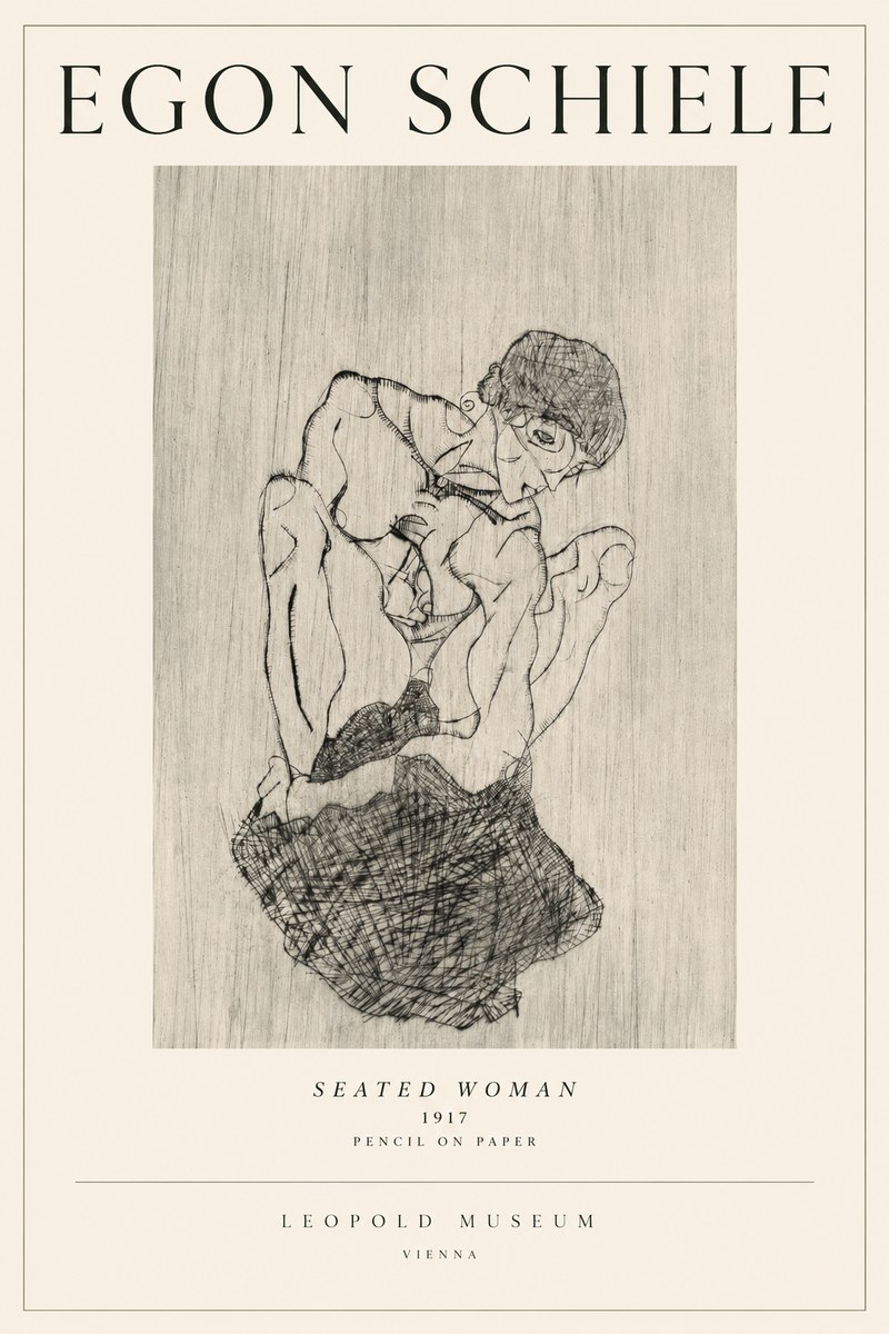 Schiele Seated Woman No1 - Plakat