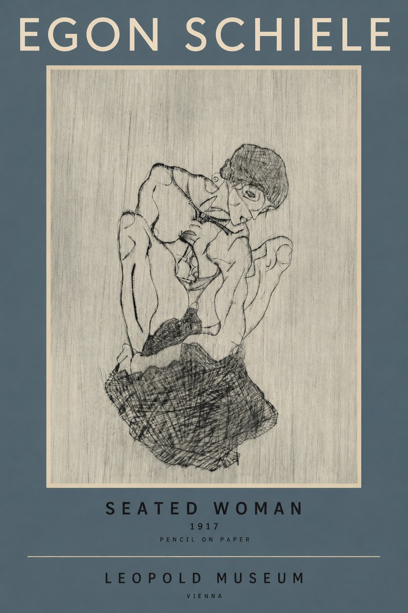 Schiele Seated Woman No2 - Plakat