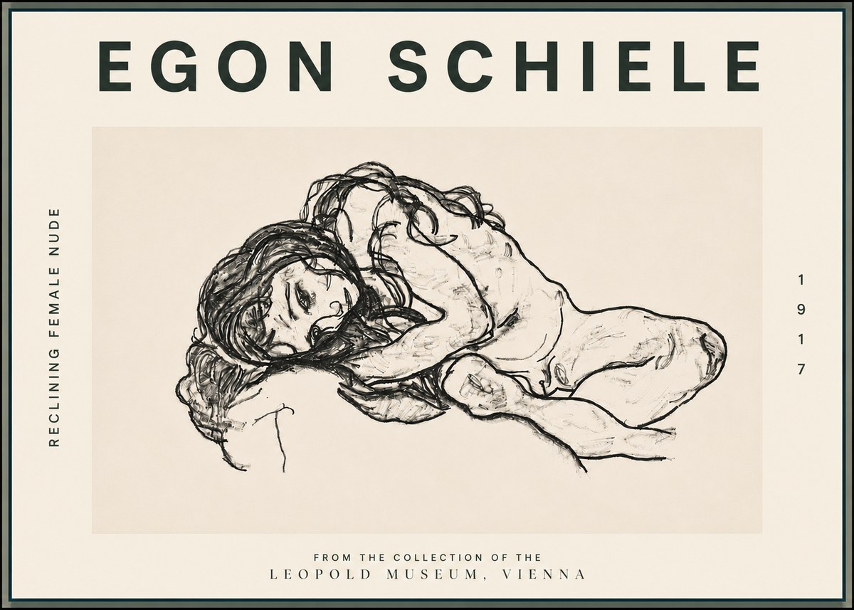 Schiele Reclining Female Nude No5 - Plakat