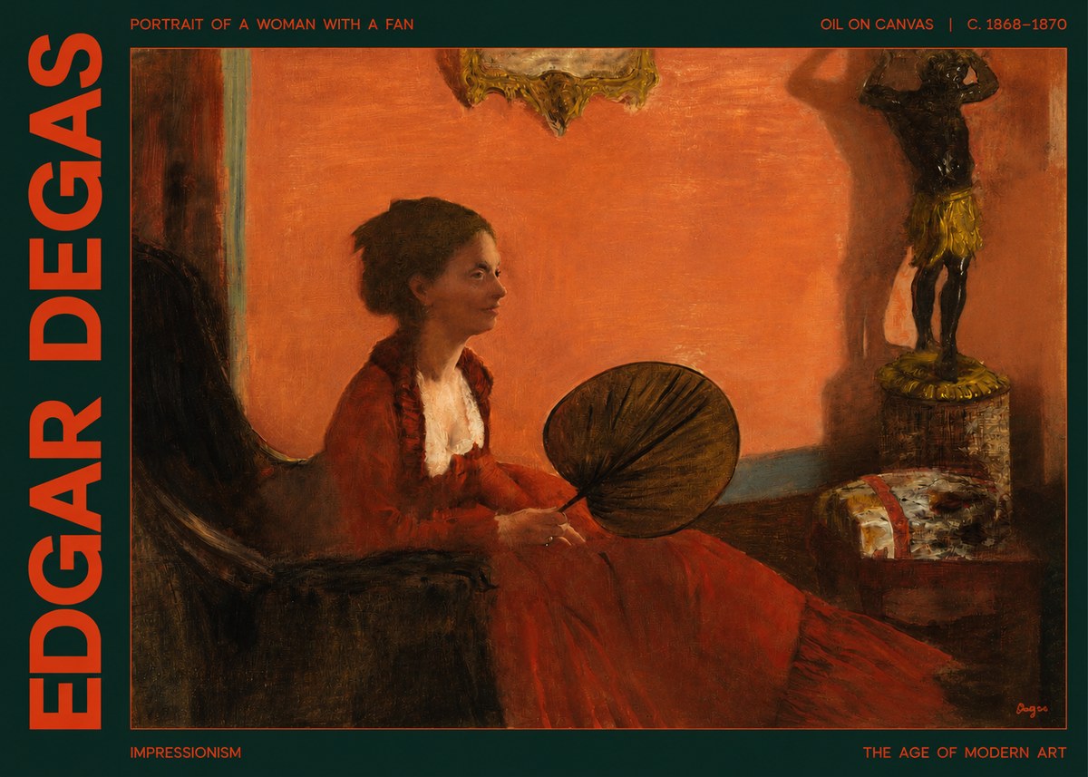 Edgar Degas Portrait of a Woman with a Fan No2 - Plakat