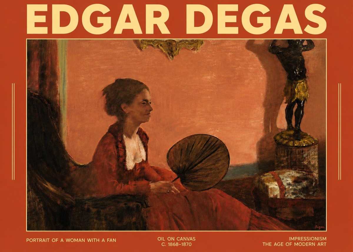 Edgar Degas Portrait of a Woman with a Fan No4 - Plakat