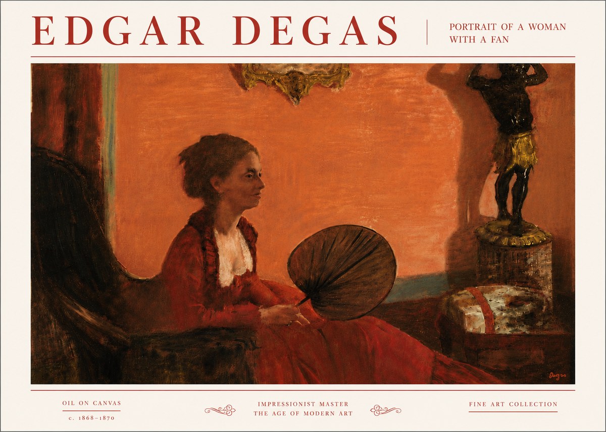 Edgar Degas Portrait of a Woman with a Fan No6 - Plakat