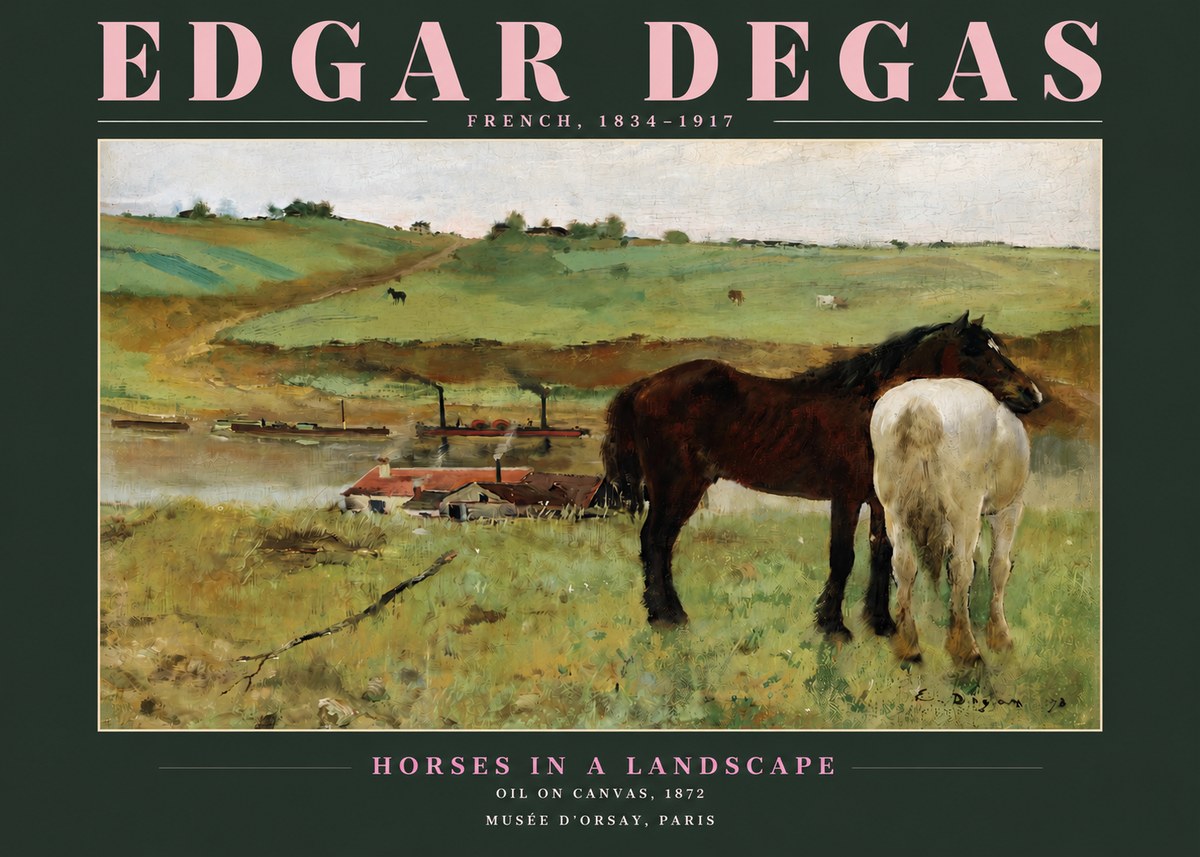 Edgar Degas Horses in a Landscape No3 - Plakat