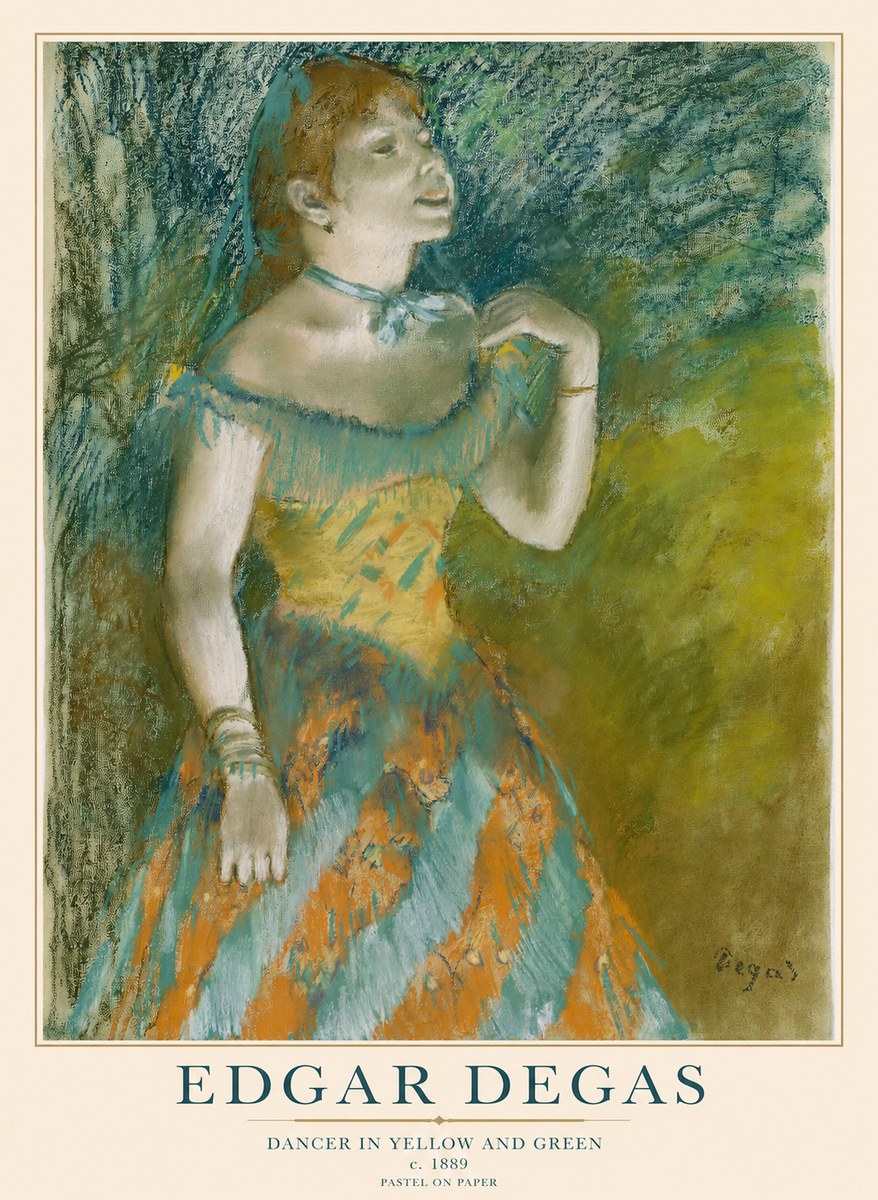 Edgar Degas Dancer in Yellow and Green No1 - Plakat