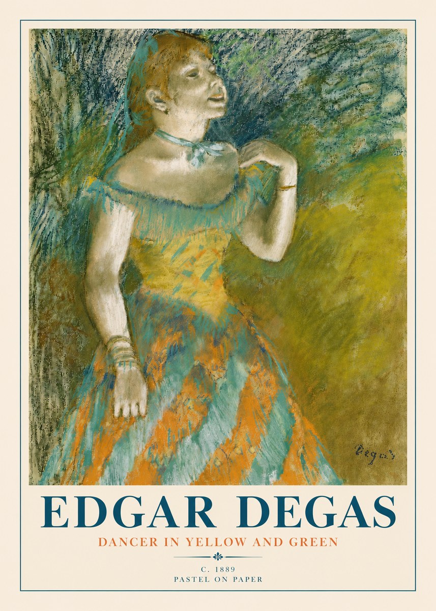 Edgar Degas Dancer in Yellow and Green No4 - Plakat