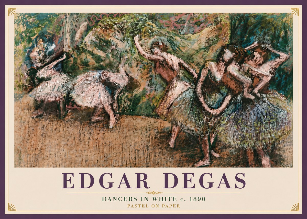 Edgar Degas Dancers in White C. 1890 No6 - Plakat