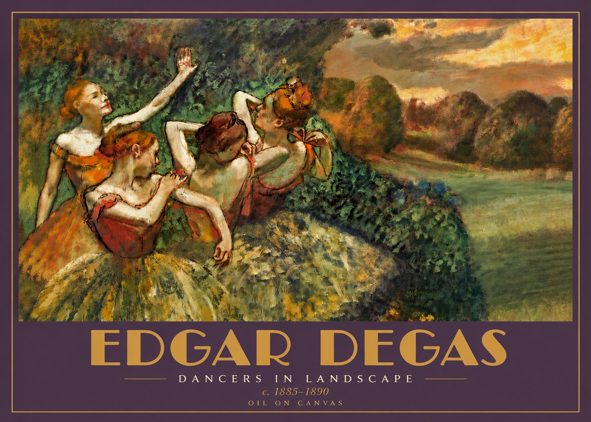 Edgar Degas Dancers in Landscape II No4 - Plakat