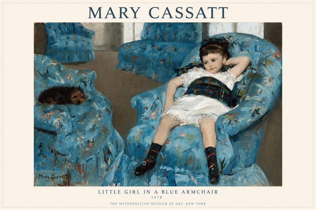 Mary Cassatt Little Girl in a Blue Armchair No1 - Plakat