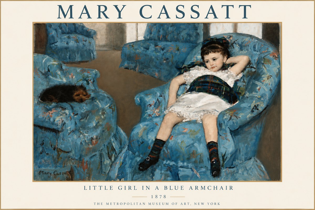 Mary Cassatt Little Girl in a Blue Armchair No5 - Plakat