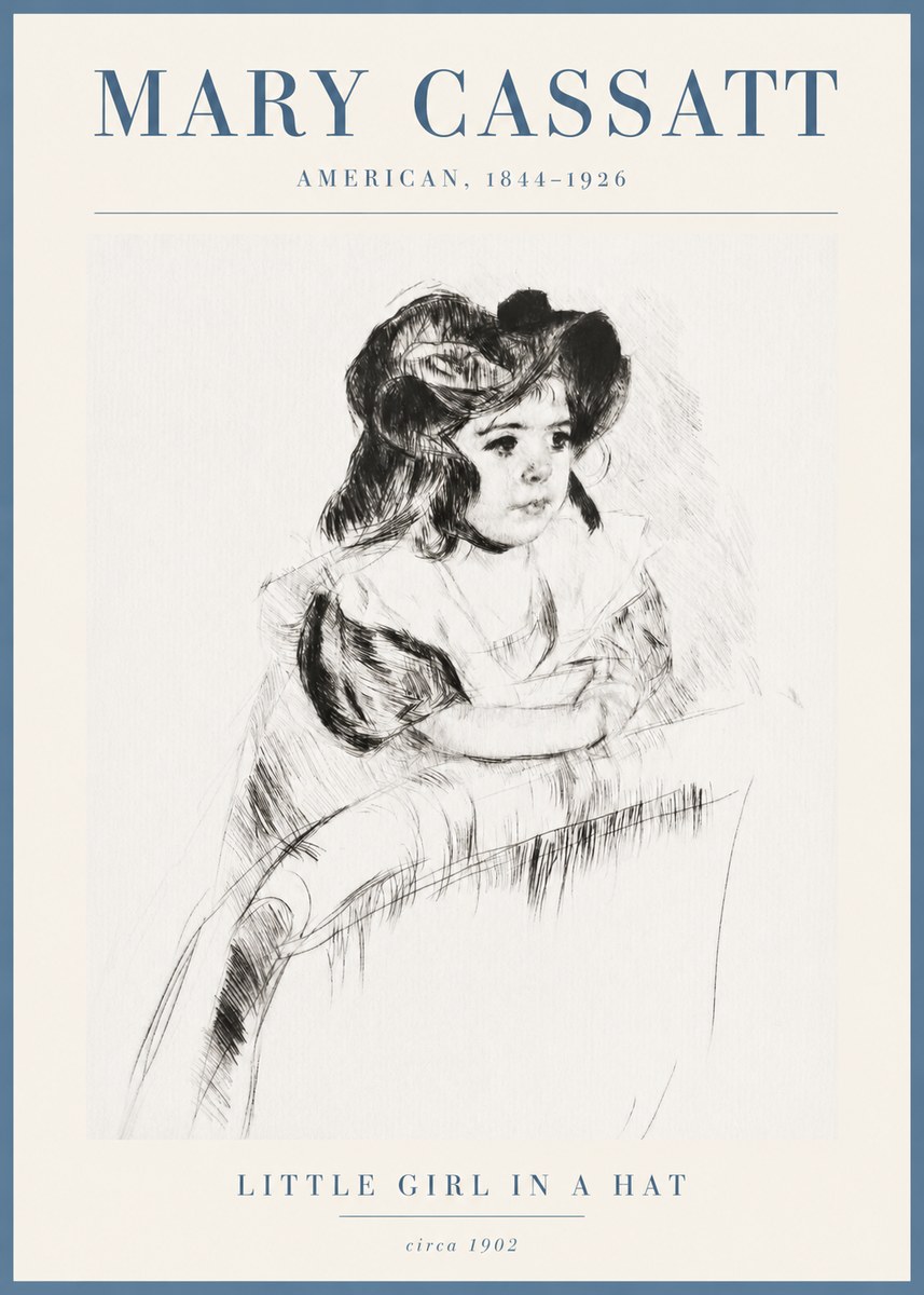 Mary Cassatt Little Girl in a Hat No3 - Plakat