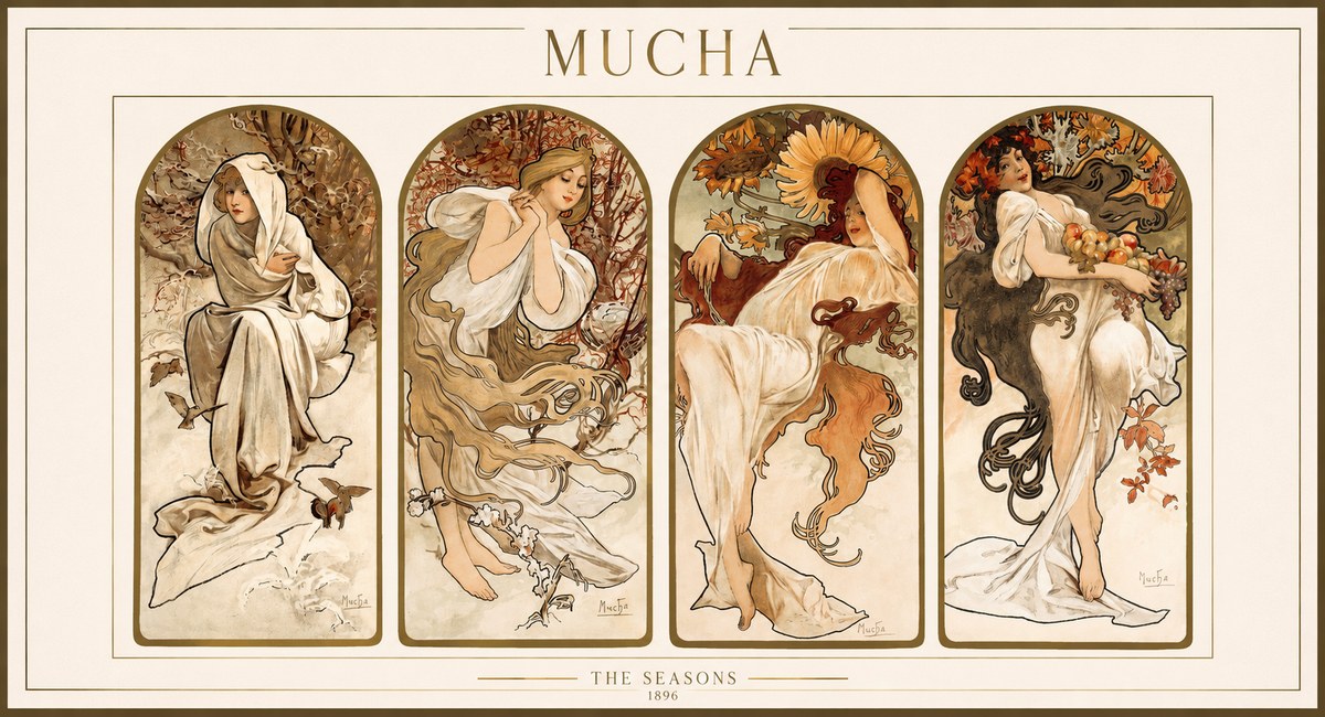 Mucha The Seasons No1 - Plakat