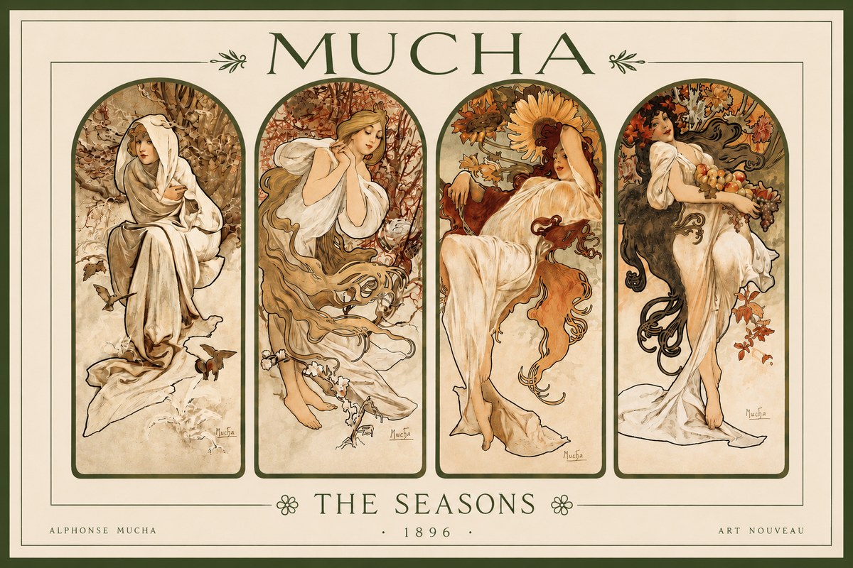 Mucha The Seasons No3 - Plakat