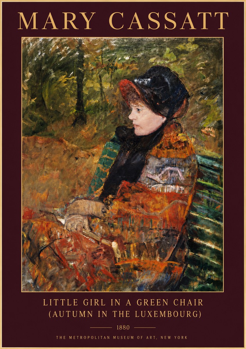 Mary Cassatt Little Girl in a Green Chair (Autumn in the Luxembourg) No3 - Plakat