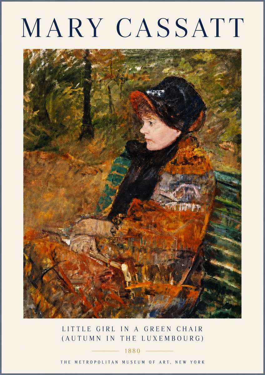 Mary Cassatt Little Girl in a Green Chair (Autumn in the Luxembourg) No6 - Plakat