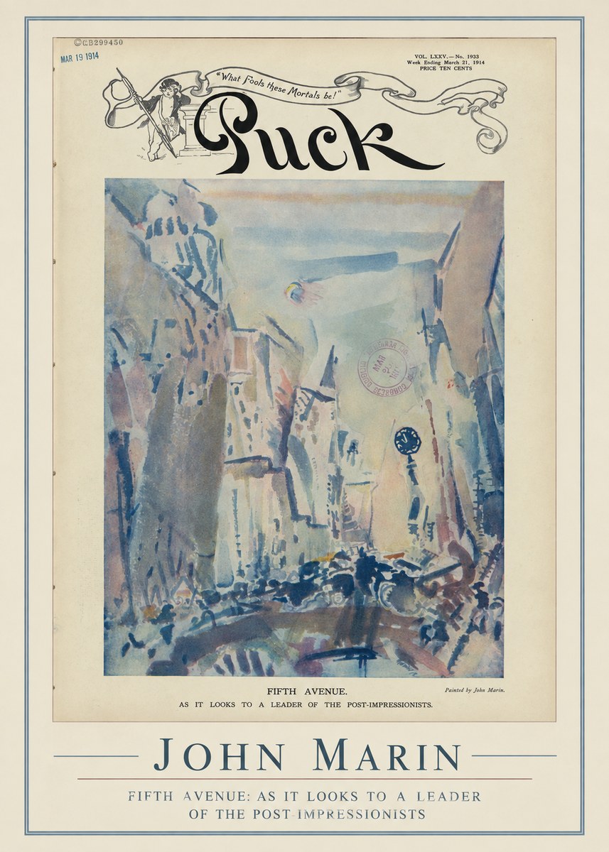 John Marin Fifth Avenue – as It Looks to a Leader of the Post-impressionists No2 - Plakat