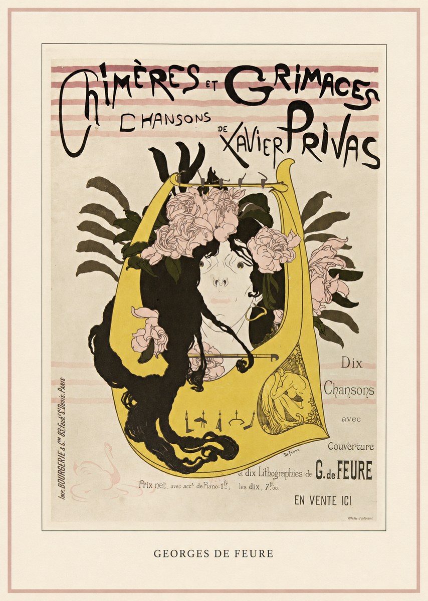 Georges de Feure Chimères Et Grimaces Chansons De Xavier Privas No3 - Plakat