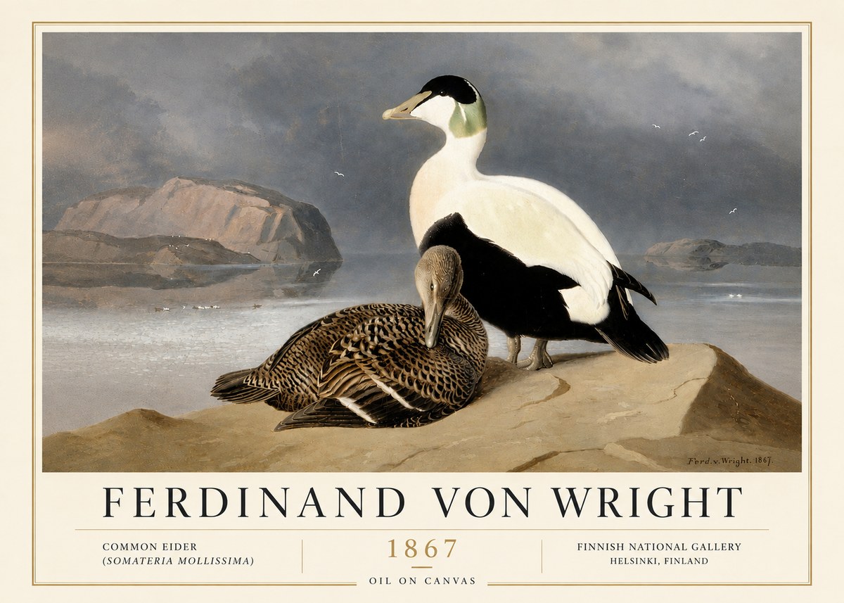 Ferdinand von Wright Common Eider (Somateria Mollissima) No6 - Plakat