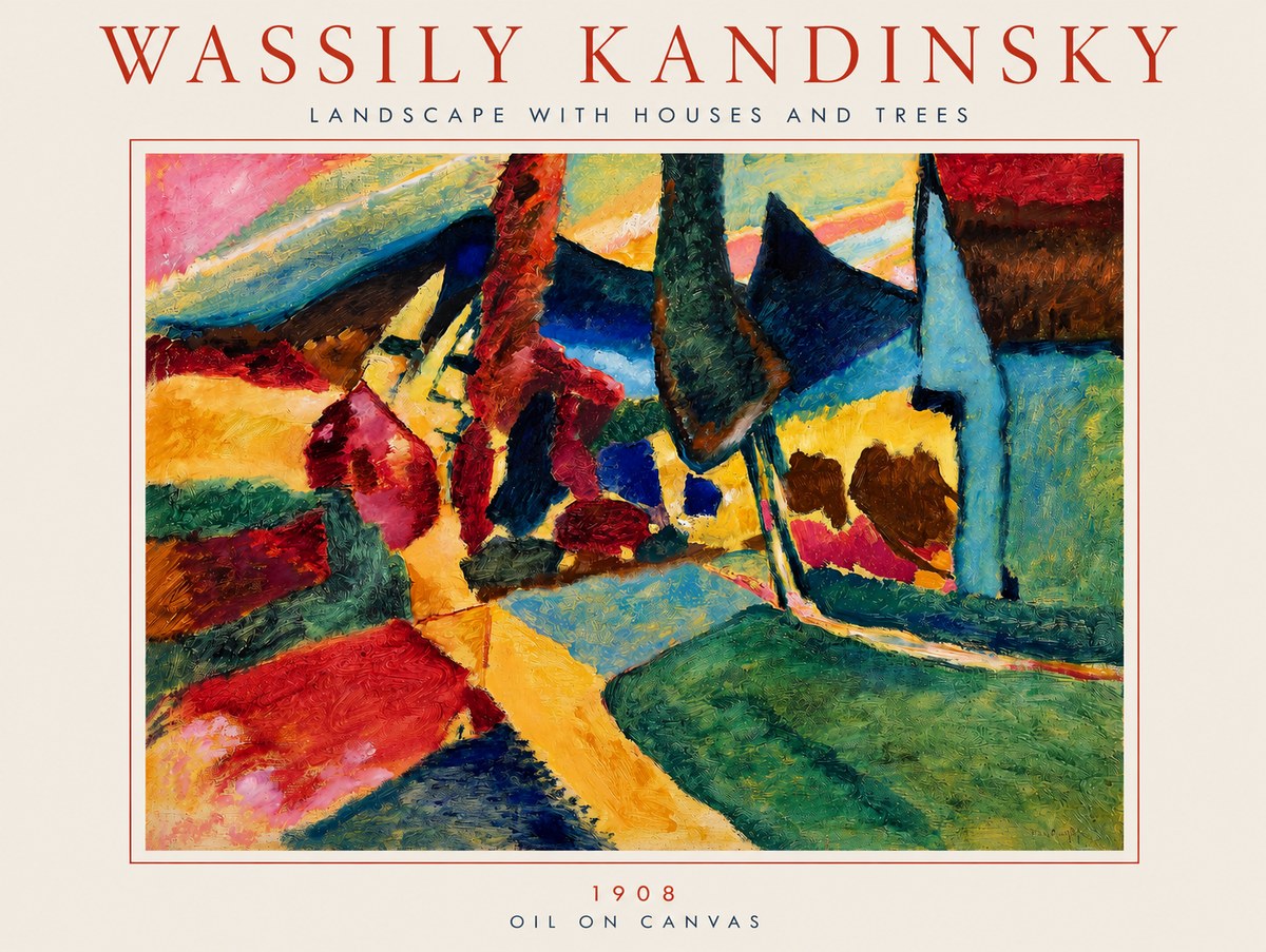 Kandinsky Landscape with Houses and Trees No3 - Plakat