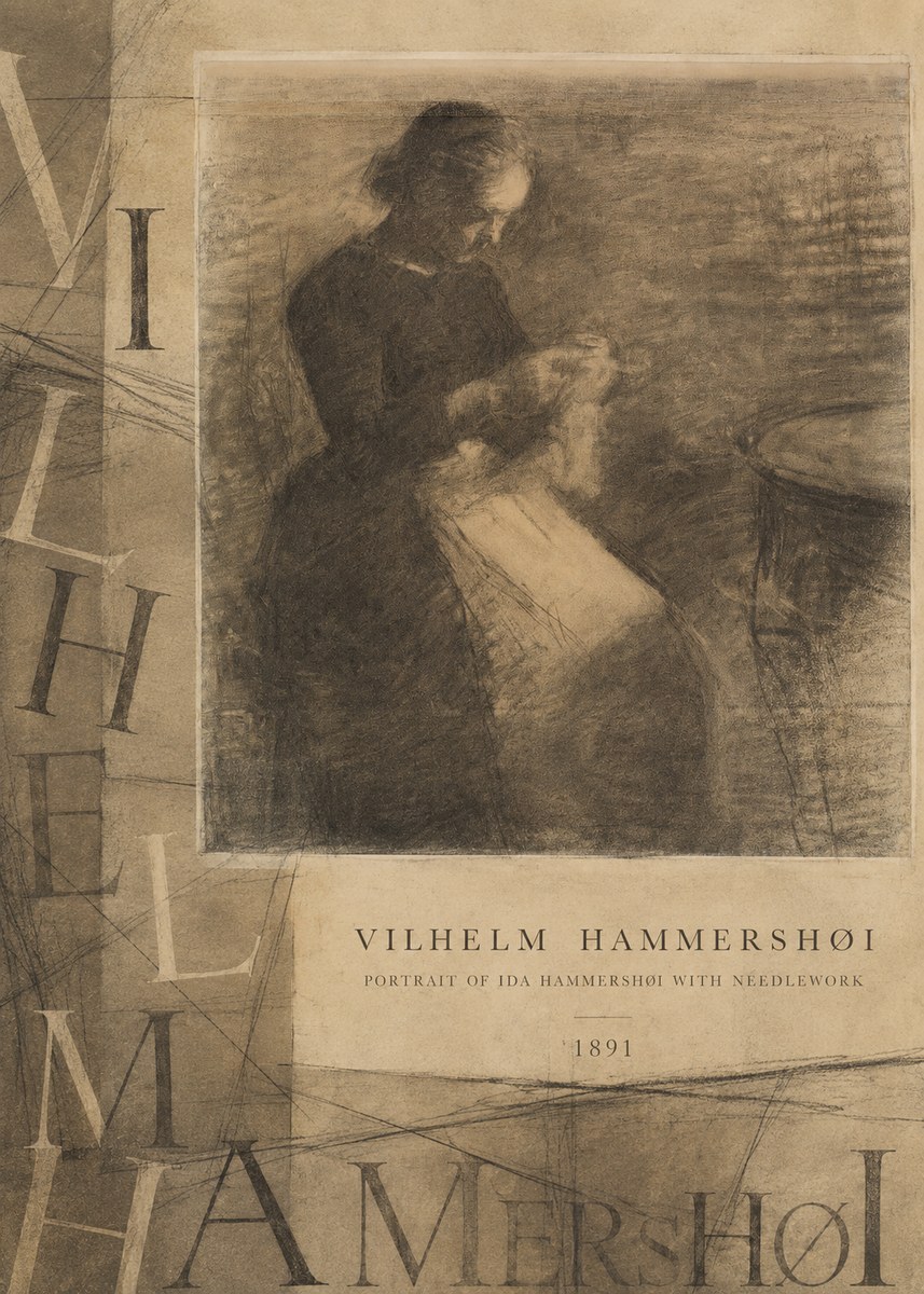 Vilhelm Hammershøi Portrait of Ida Hammershøi with Needlework No6 - Plakat