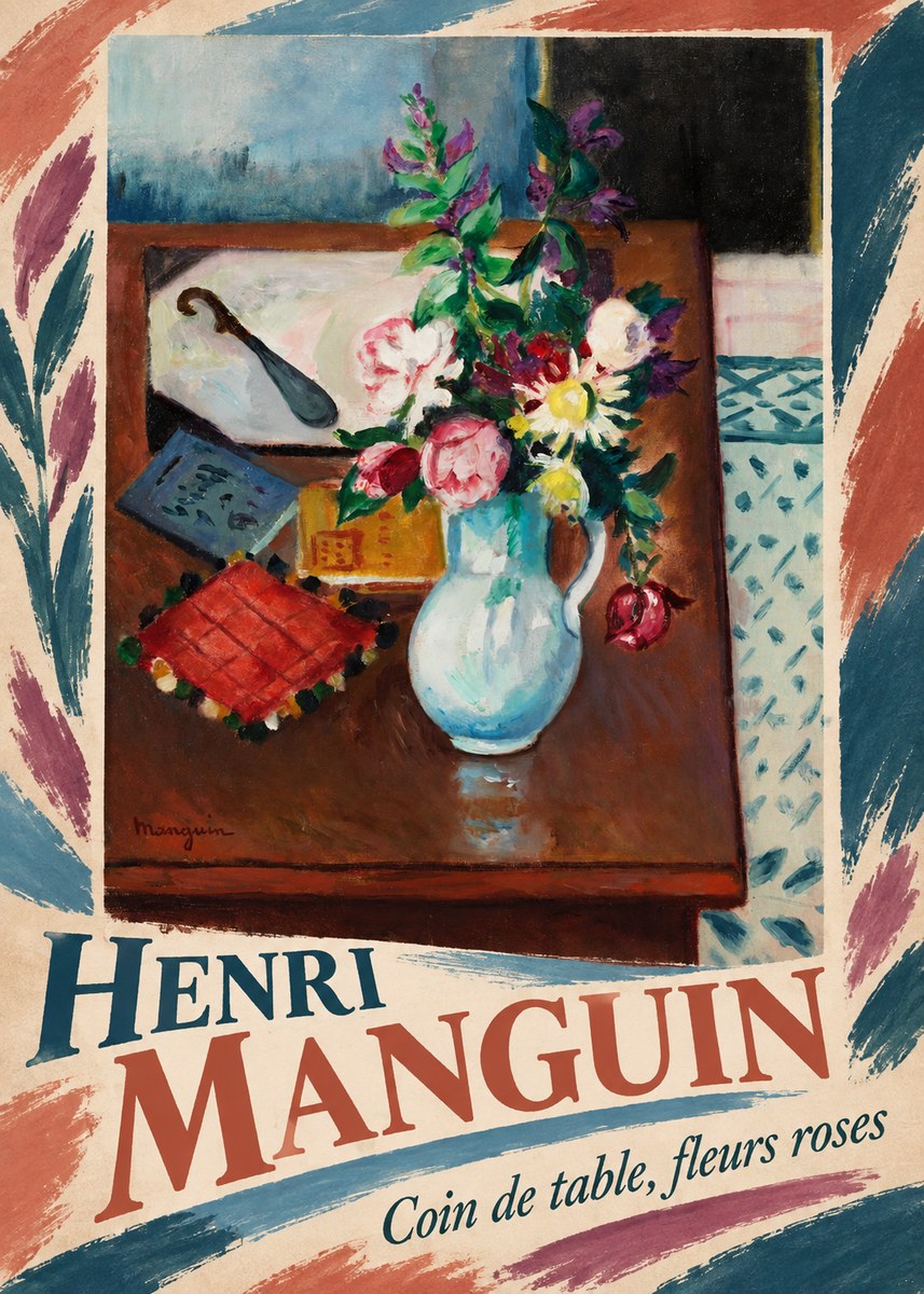 Henri Manguin Coin De Table, Fleurs Roses No4 - Plakat
