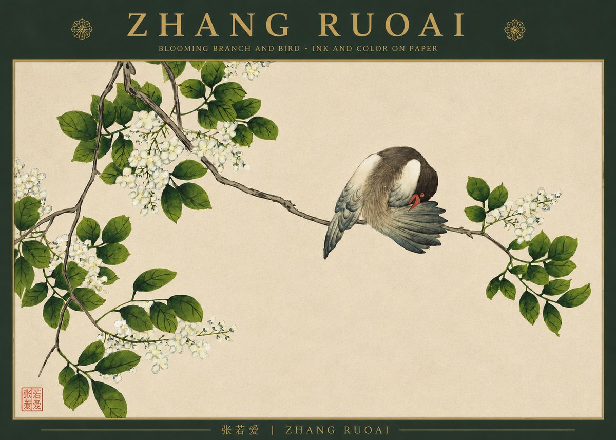 Zhang Ruoai Bird and Blossom No4 - Plakat