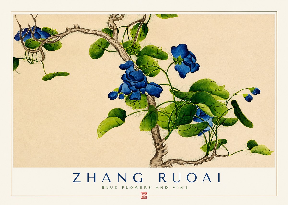 Zhang Ruoai Blue Morning Glories No2 - Plakat