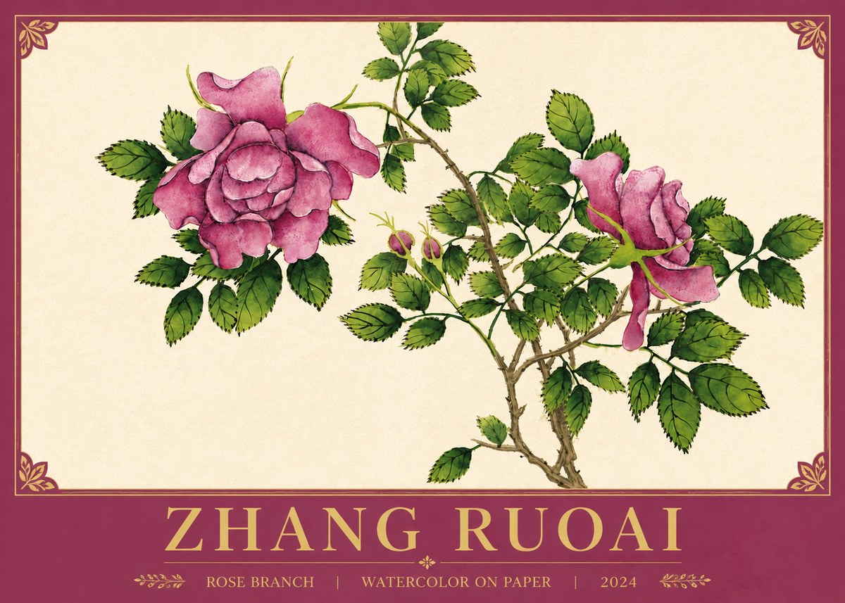 Zhang Ruoai Rose Branch No5 - Plakat