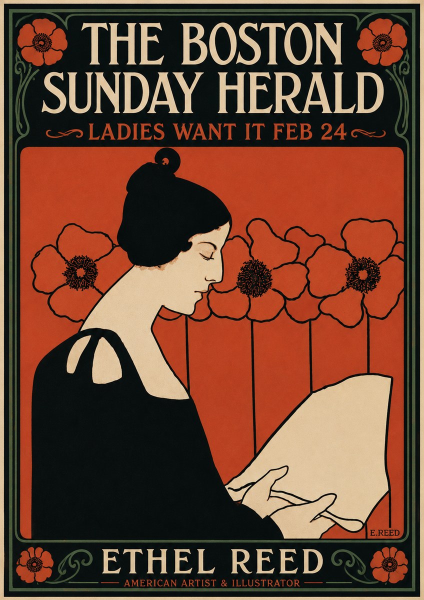 Ethel Reed The Boston Sunday Herald - Ladies Want It Feb 24 No6 - Plakat