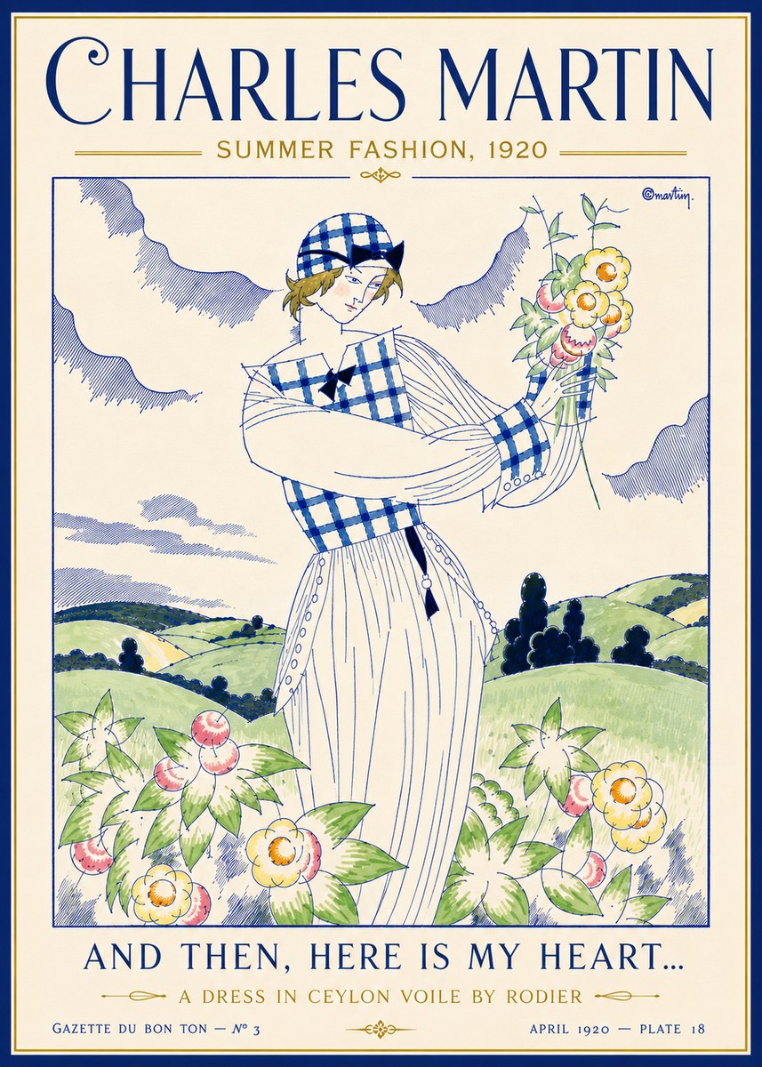 Charles Martin And Then, Here Is My Heart... Summer Dress in Ceylon Voile by Rodier No6 - Plakat