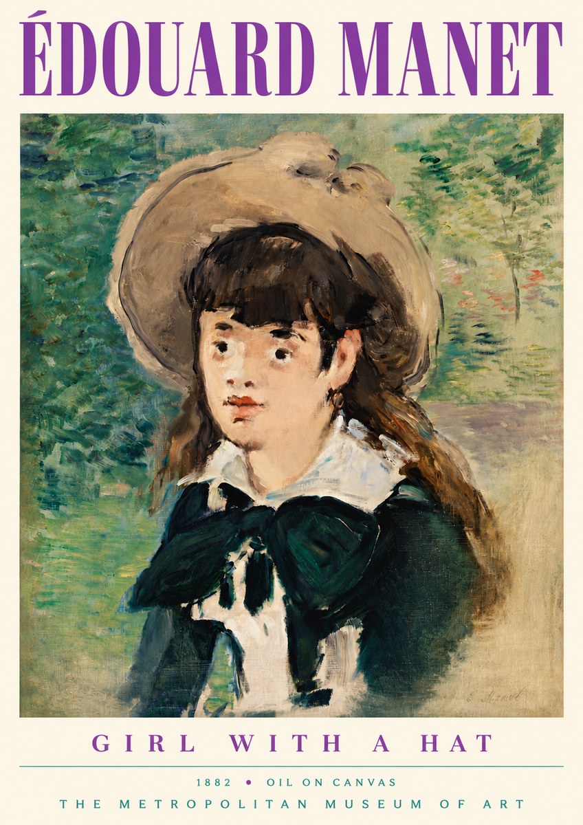 Édouard Manet Girl with a Hat No5 - Plakat