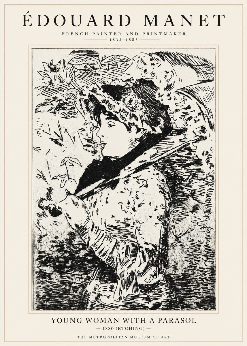 Édouard Manet Young Woman with a Parasol No1 - Plakat