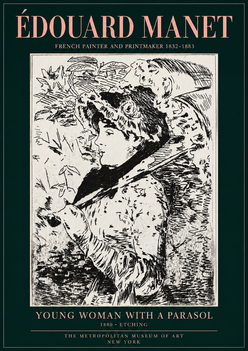 Édouard Manet Young Woman with a Parasol No3 - Plakat