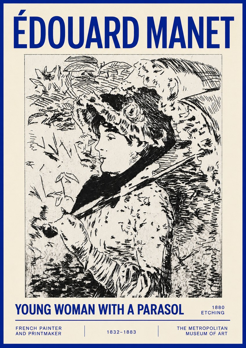 Édouard Manet Young Woman with a Parasol No4 - Plakat