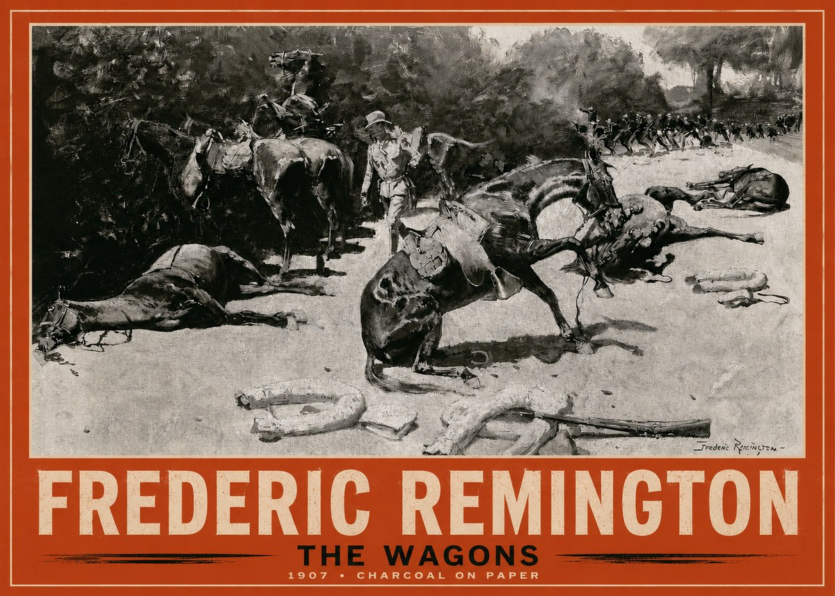 Frederic Remington The Wagons No2 - Plakat
