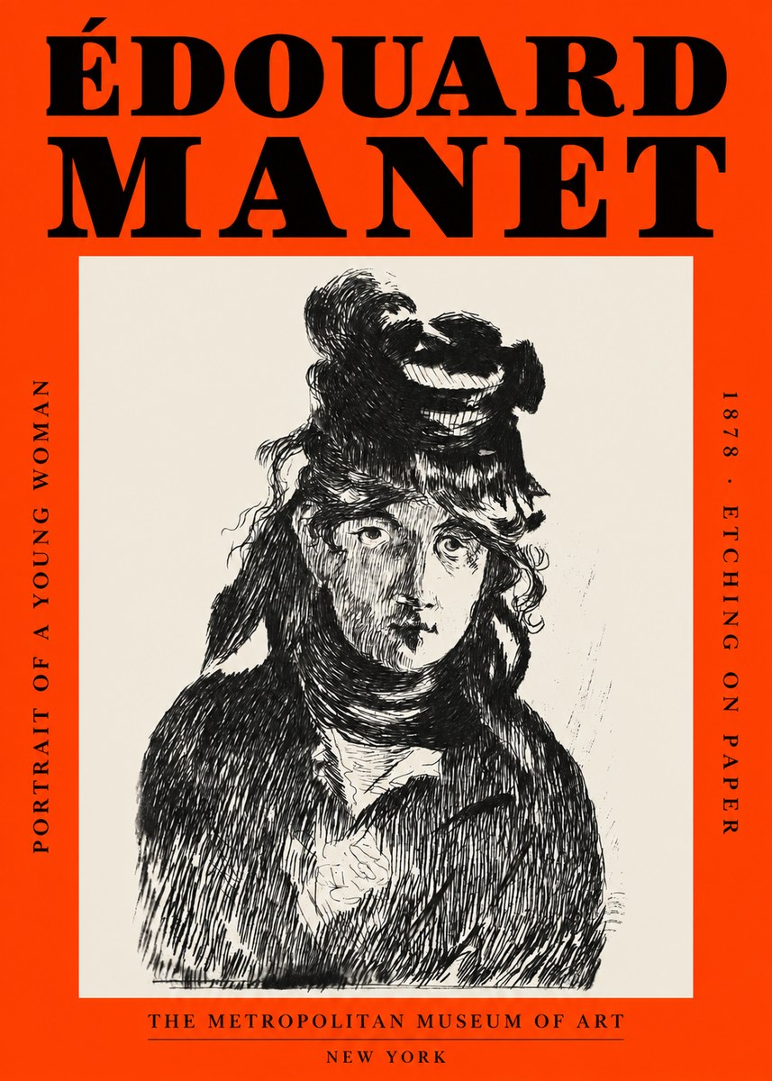 Édouard Manet Portrait of a Young Woman I No2 - Plakat