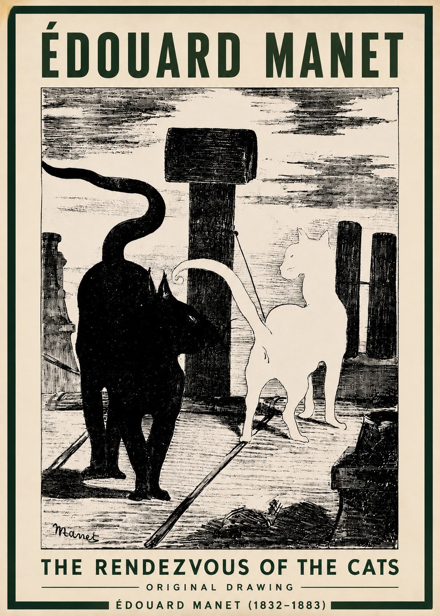 Édouard Manet The Rendezvous of the Cats No3 - Plakat