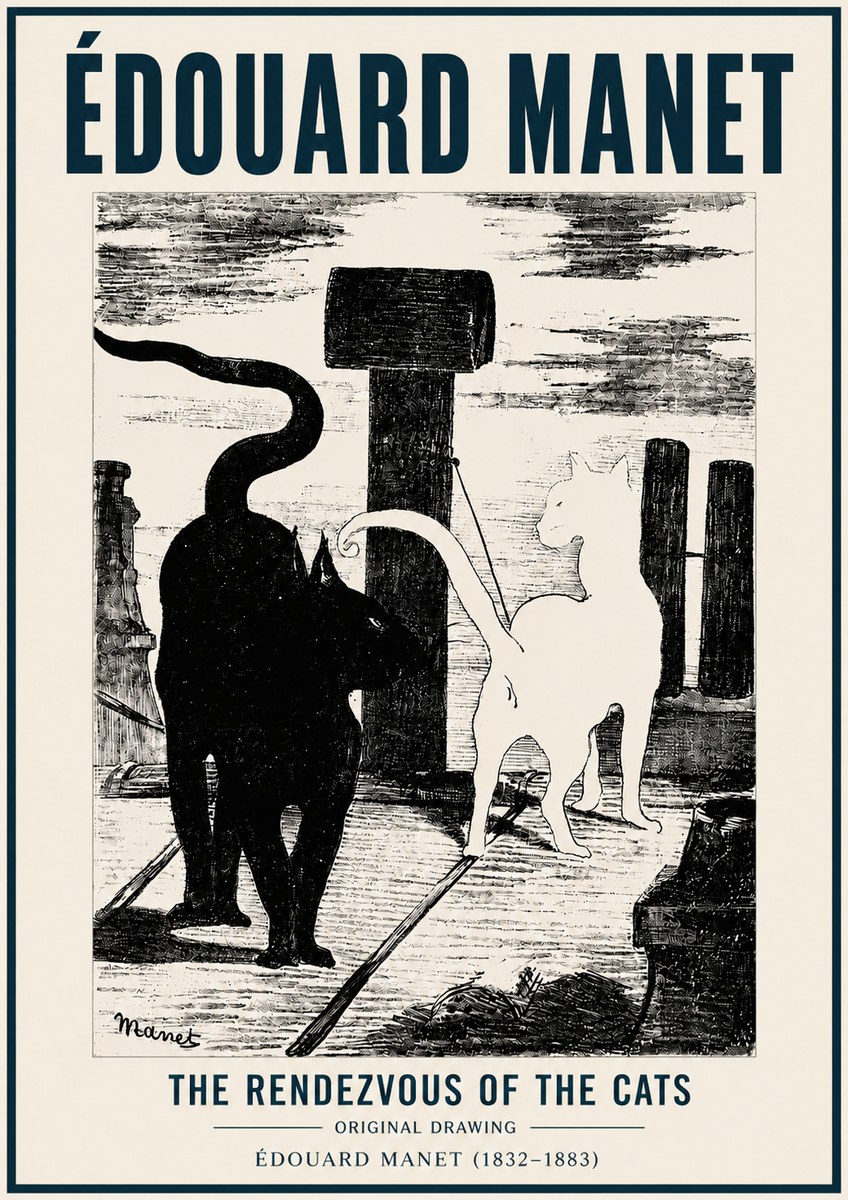 Édouard Manet The Rendezvous of the Cats No6 - Plakat