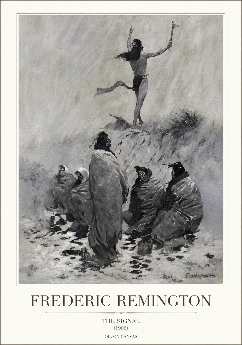 Frederic Remington The Signal No1 - Plakat