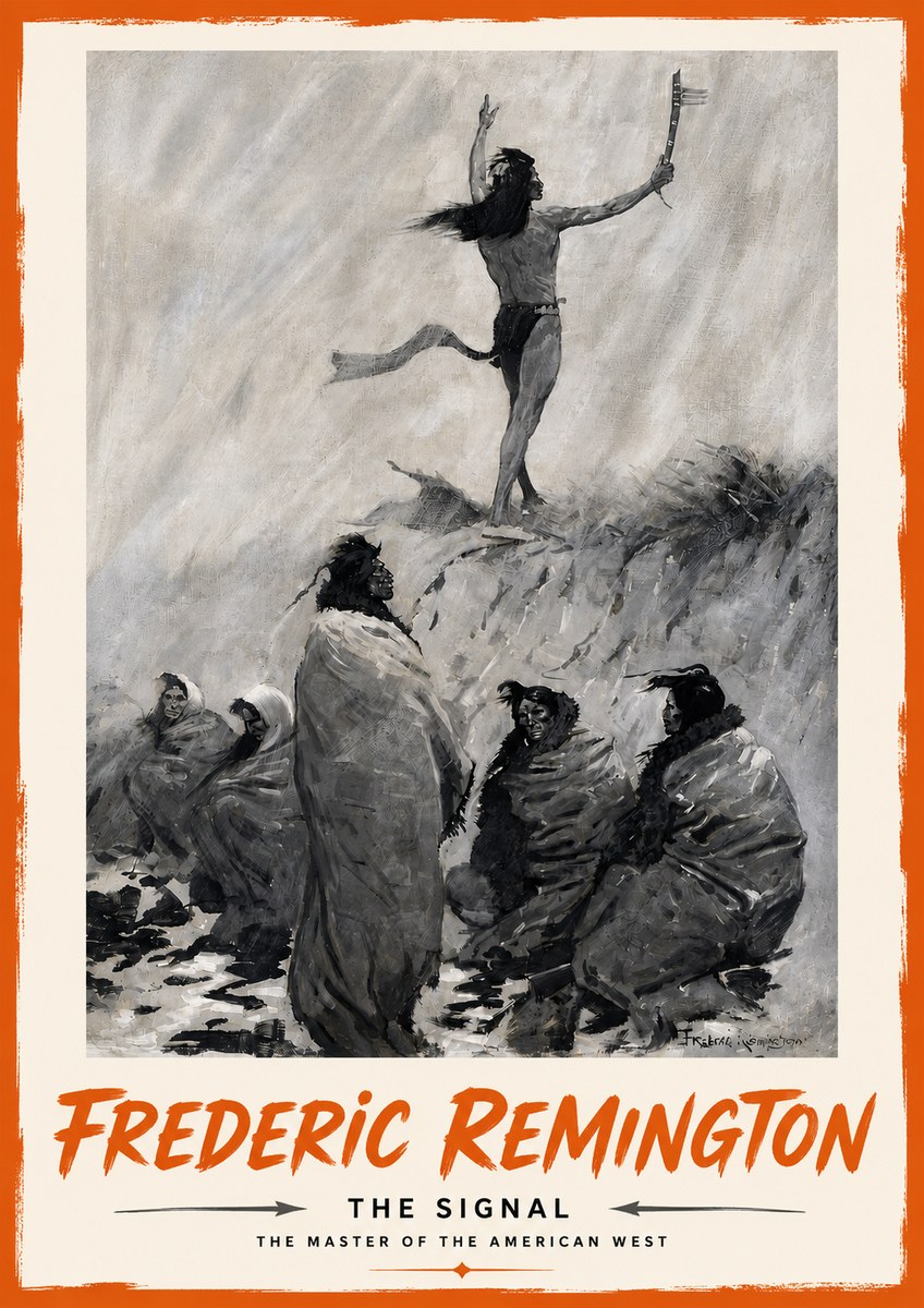 Frederic Remington The Signal No6 - Plakat