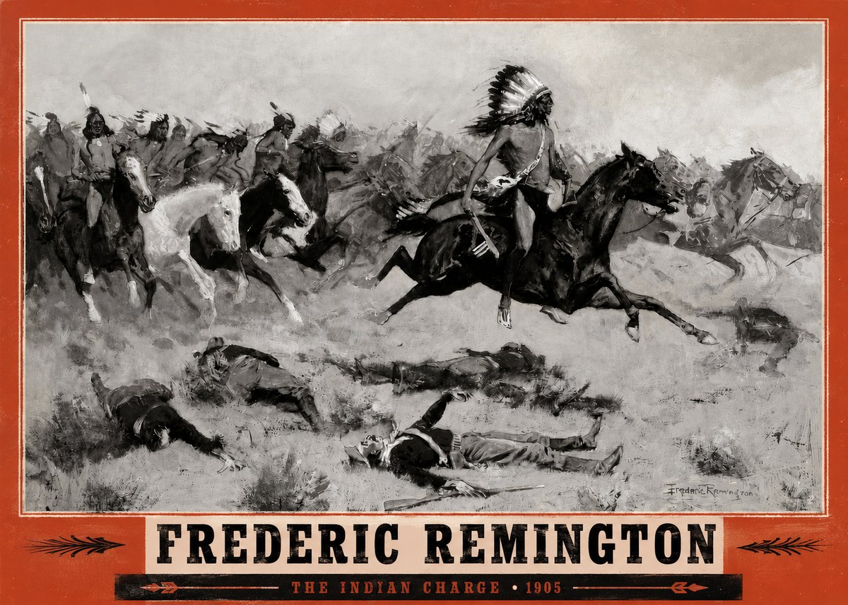 Frederic Remington The Indian Charge No2 - Plakat