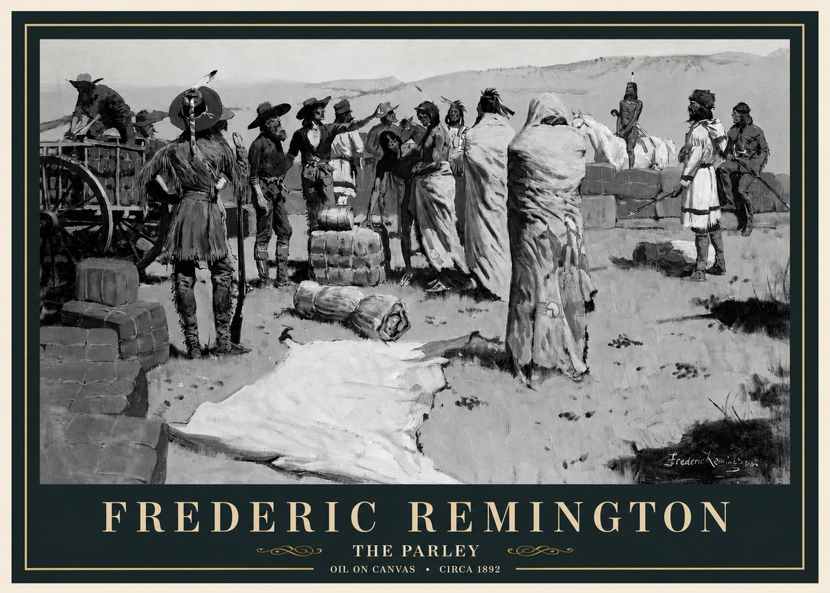 Frederic Remington The Parley No3 - Plakat